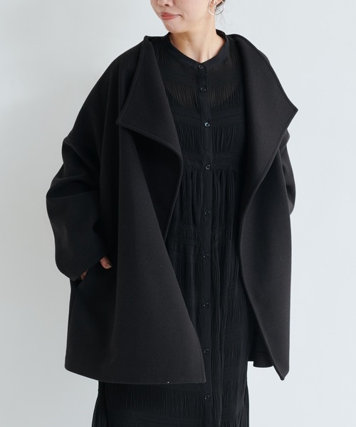 DouDou（ドゥドゥ）の「ハーフコート（その他アウター・レディース・ブラック/ベージュ/オフホワイト・FREE）」の12枚目の写真