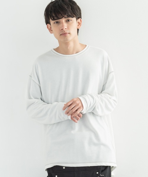 Rocky Monroe(ロッキーモンロー)の「ポンチ ステッチ配色 ビッグロンT(Tシャツ/カットソー・メンズ・ホワイト/ブラック/ブラウン/キャメル/チャコール・FREE)」の3枚目の写真