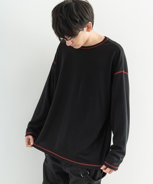 Rocky Monroe(ロッキーモンロー)の「ポンチ ステッチ配色 ビッグロンT(Tシャツ/カットソー・メンズ・ホワイト/ブラック/ブラウン/キャメル/チャコール・FREE)」の4枚目の写真