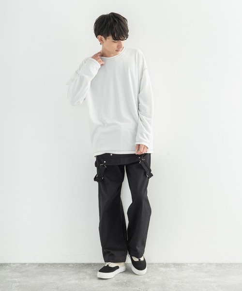 Rocky Monroe(ロッキーモンロー)の「ポンチ ステッチ配色 ビッグロンT(Tシャツ/カットソー・メンズ・ホワイト/ブラック/ブラウン/キャメル/チャコール・FREE)」の7枚目の写真
