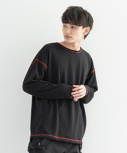 Rocky Monroe(ロッキーモンロー)の「ポンチ ステッチ配色 ビッグロンT(Tシャツ/カットソー・メンズ・ホワイト/ブラック/ブラウン/キャメル/チャコール・FREE)」の9枚目の写真