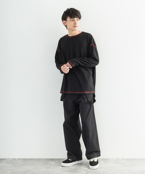 Rocky Monroe(ロッキーモンロー)の「ポンチ ステッチ配色 ビッグロンT(Tシャツ/カットソー・メンズ・ホワイト/ブラック/ブラウン/キャメル/チャコール・FREE)」の10枚目の写真