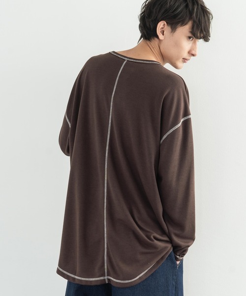 Rocky Monroe(ロッキーモンロー)の「ポンチ ステッチ配色 ビッグロンT(Tシャツ/カットソー・メンズ・ホワイト/ブラック/ブラウン/キャメル/チャコール・FREE)」の16枚目の写真
