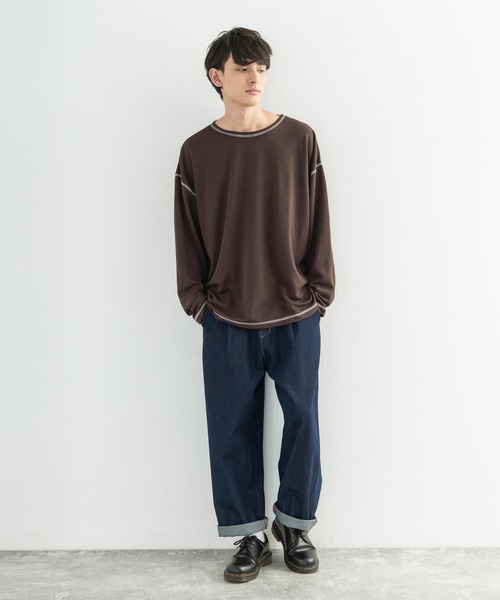 Rocky Monroe(ロッキーモンロー)の「ポンチ ステッチ配色 ビッグロンT(Tシャツ/カットソー・メンズ・ホワイト/ブラック/ブラウン/キャメル/チャコール・FREE)」の17枚目の写真