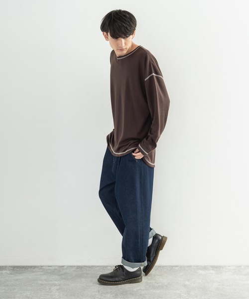 Rocky Monroe(ロッキーモンロー)の「ポンチ ステッチ配色 ビッグロンT(Tシャツ/カットソー・メンズ・ホワイト/ブラック/ブラウン/キャメル/チャコール・FREE)」の18枚目の写真