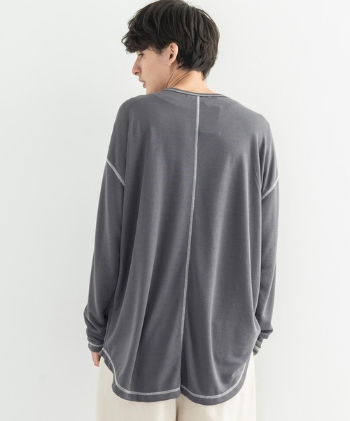 Rocky Monroe(ロッキーモンロー)の「ポンチ ステッチ配色 ビッグロンT(Tシャツ/カットソー・メンズ・ホワイト/ブラック/ブラウン/キャメル/チャコール・FREE)」の13枚目の写真