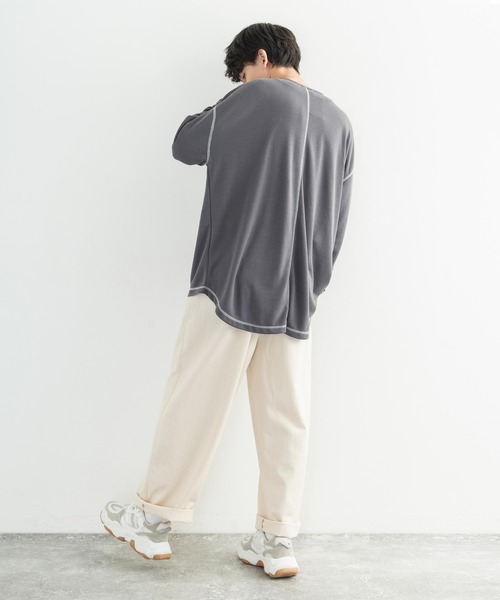 Rocky Monroe(ロッキーモンロー)の「ポンチ ステッチ配色 ビッグロンT(Tシャツ/カットソー・メンズ・ホワイト/ブラック/ブラウン/キャメル/チャコール・FREE)」の15枚目の写真