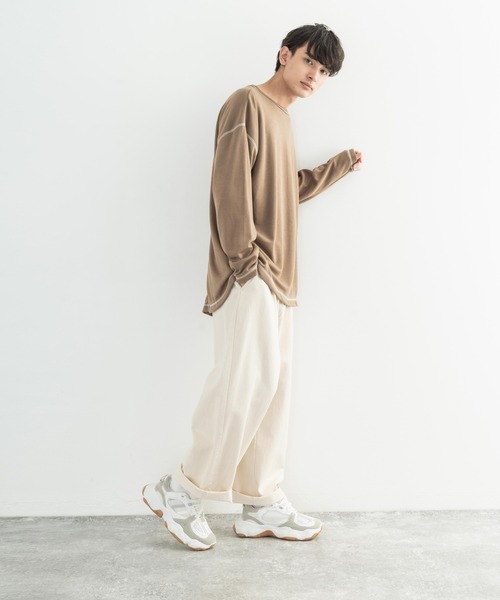 Rocky Monroe(ロッキーモンロー)の「ポンチ ステッチ配色 ビッグロンT(Tシャツ/カットソー・メンズ・ホワイト/ブラック/ブラウン/キャメル/チャコール・FREE)」の20枚目の写真