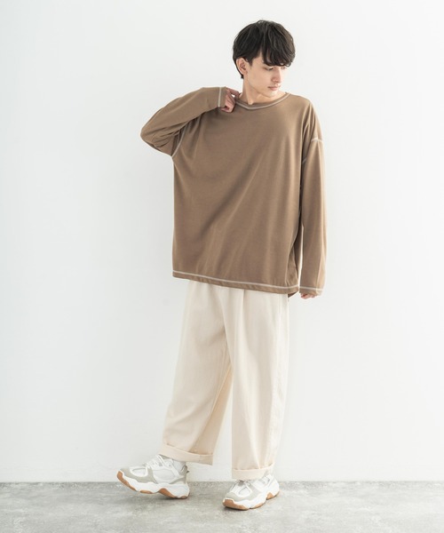 Rocky Monroe(ロッキーモンロー)の「ポンチ ステッチ配色 ビッグロンT(Tシャツ/カットソー・メンズ・ホワイト/ブラック/ブラウン/キャメル/チャコール・FREE)」の21枚目の写真