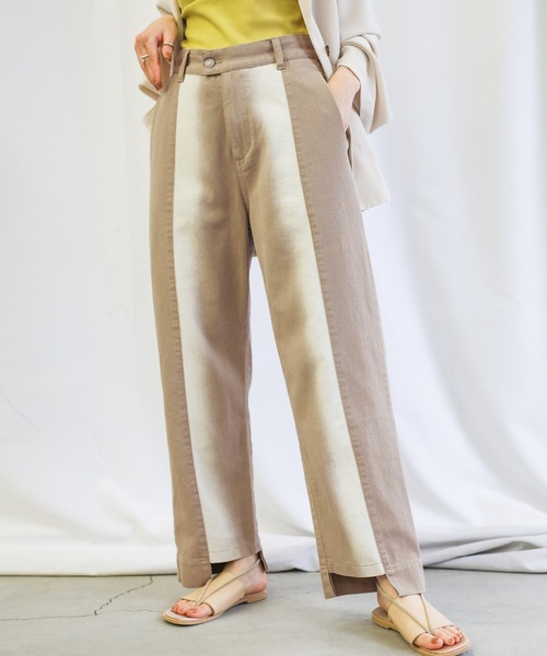 select MOCA(セレクトモカ)の「グラデーションデザインパンツ(デニムパンツ・レディース・ベージュ/イエロー・SMALL/MEDIUM)」の2枚目の写真