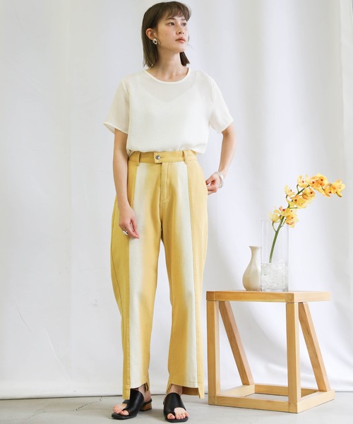 select MOCA(セレクトモカ)の「グラデーションデザインパンツ(デニムパンツ・レディース・ベージュ/イエロー・SMALL/MEDIUM)」の3枚目の写真