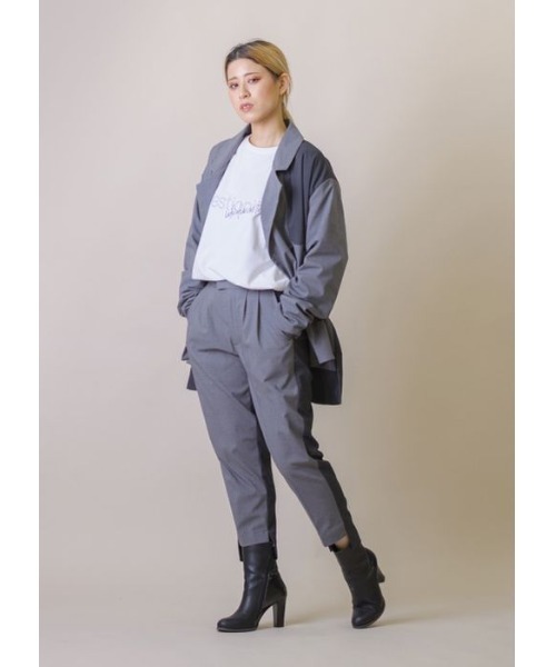 バイカラーワイドパンツスーツ ジーラ GeeRA 【4点セット】〈ワイドパンツ〉ノーカラー