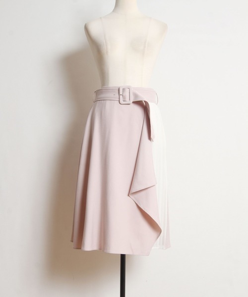 tocco closet(トッコ クローゼット)の「ベルト付きラッフルフリル×プリーツ切り替え配色スカート(スカート・レディース・ピンクベージュ/ブラウン/グレー系その他・M)」の17枚目の写真