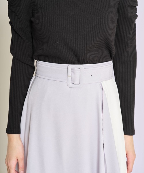 tocco closet(トッコ クローゼット)の「ベルト付きラッフルフリル×プリーツ切り替え配色スカート(スカート・レディース・ピンクベージュ/ブラウン/グレー系その他・M)」の11枚目の写真