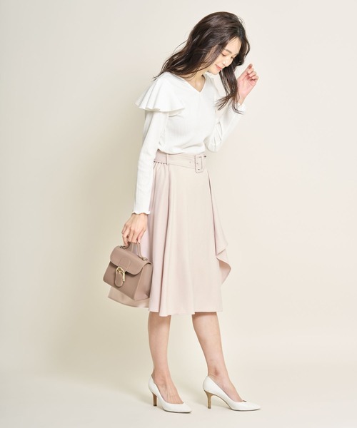 tocco closet(トッコ クローゼット)の「ベルト付きラッフルフリル×プリーツ切り替え配色スカート(スカート・レディース・ピンクベージュ/ブラウン/グレー系その他・M)」の16枚目の写真