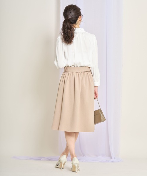 tocco closet(トッコ クローゼット)の「ベルト付きラッフルフリル×プリーツ切り替え配色スカート(スカート・レディース・ピンクベージュ/ブラウン/グレー系その他・M)」の8枚目の写真