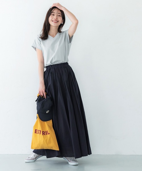 cloth＆cross コーヒーTシャツ　Ｖネック　フレンチスリーブ　白 Tシャツ レディース トップス フレンチ Vネック カットソー
