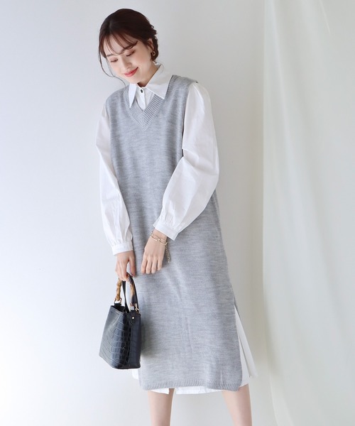 BLUEEAST(ブルーイースト)の「ロングニットベスト(ベスト・レディース・アイボリー/ブラック/グレー・MEDIUM)」の3枚目の写真