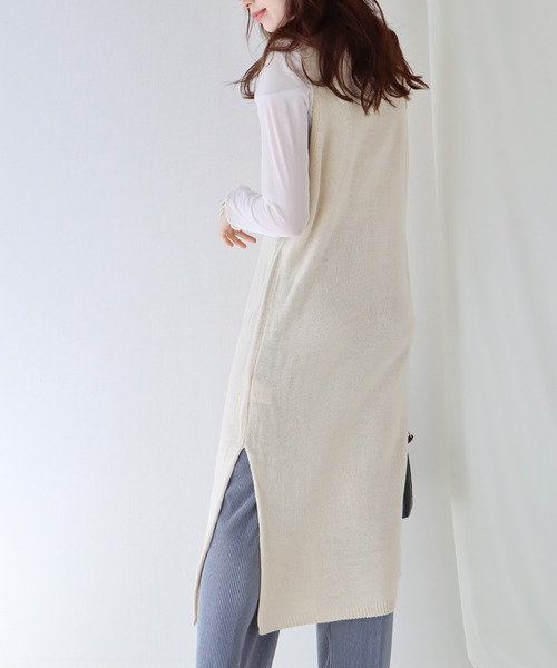 BLUEEAST(ブルーイースト)の「ロングニットベスト(ベスト・レディース・アイボリー/ブラック/グレー・MEDIUM)」の9枚目の写真