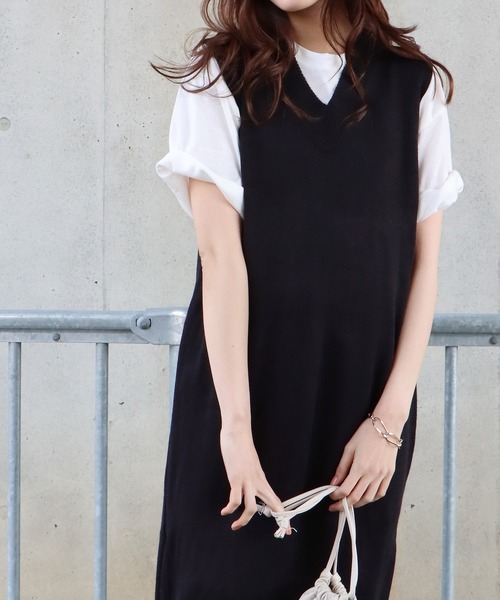 BLUEEAST(ブルーイースト)の「ロングニットベスト(ベスト・レディース・アイボリー/ブラック/グレー・MEDIUM)」の12枚目の写真