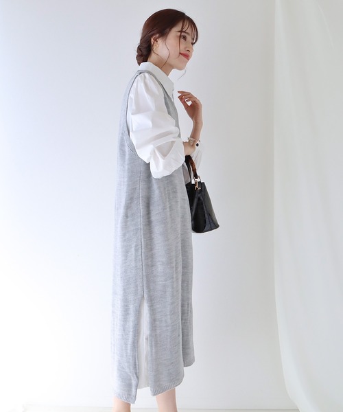 BLUEEAST(ブルーイースト)の「ロングニットベスト(ベスト・レディース・アイボリー/ブラック/グレー・MEDIUM)」の15枚目の写真