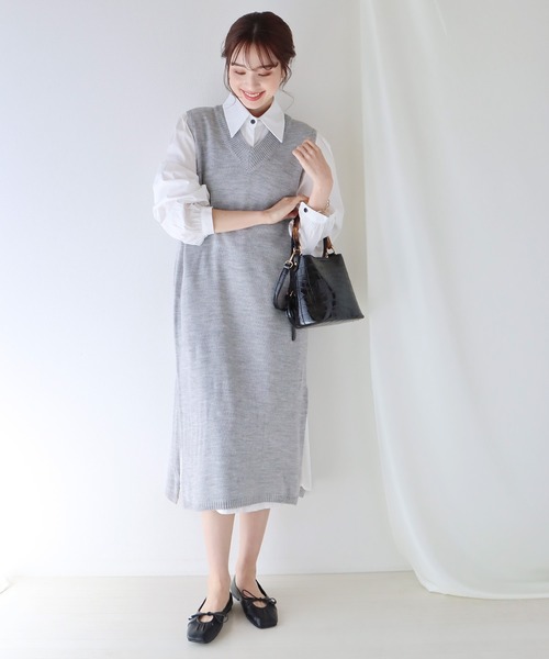 BLUEEAST(ブルーイースト)の「ロングニットベスト(ベスト・レディース・アイボリー/ブラック/グレー・MEDIUM)」の14枚目の写真