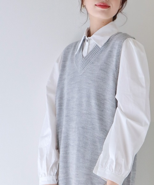 BLUEEAST(ブルーイースト)の「ロングニットベスト(ベスト・レディース・アイボリー/ブラック/グレー・MEDIUM)」の17枚目の写真