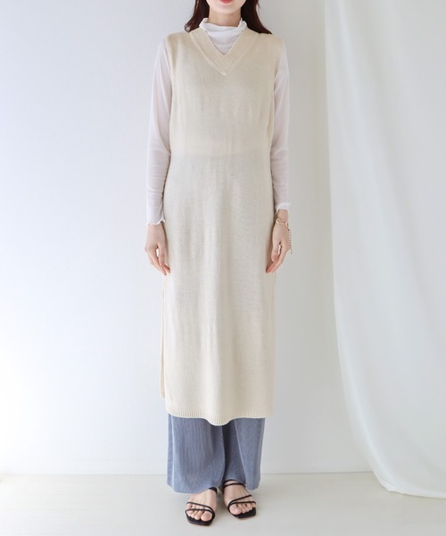 BLUEEAST(ブルーイースト)の「ロングニットベスト(ベスト・レディース・アイボリー/ブラック/グレー・MEDIUM)」の22枚目の写真