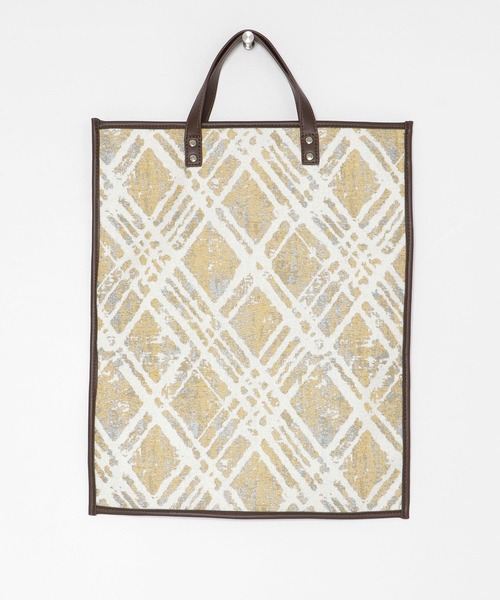 KBF+(ケービーエフプラス)の「KBF+ BIGジャガードBAG∴(トートバッグ・レディース・グリーン/マスタード・ONE)」の4枚目の写真