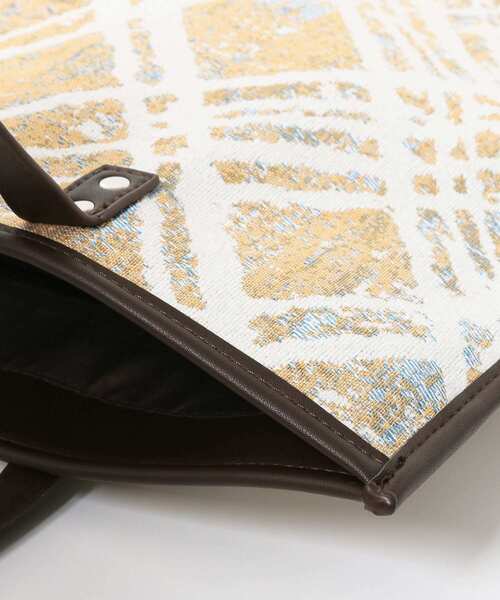 KBF+(ケービーエフプラス)の「KBF+ BIGジャガードBAG∴(トートバッグ・レディース・グリーン/マスタード・ONE)」の7枚目の写真