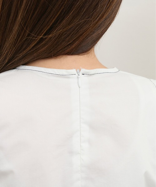 kicuri(キクリ)の「【低身長向けXSサイズ有】コットン100/コクーンスリーブステッチブラウス(シャツ/ブラウス・レディース・モカ/オフホワイト・SMALL/X-SMALL)」の5枚目の写真