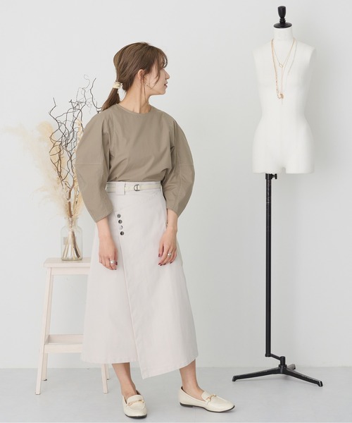 kicuri(キクリ)の「【低身長向けXSサイズ有】コットン100/コクーンスリーブステッチブラウス(シャツ/ブラウス・レディース・モカ/オフホワイト・SMALL/X-SMALL)」の18枚目の写真