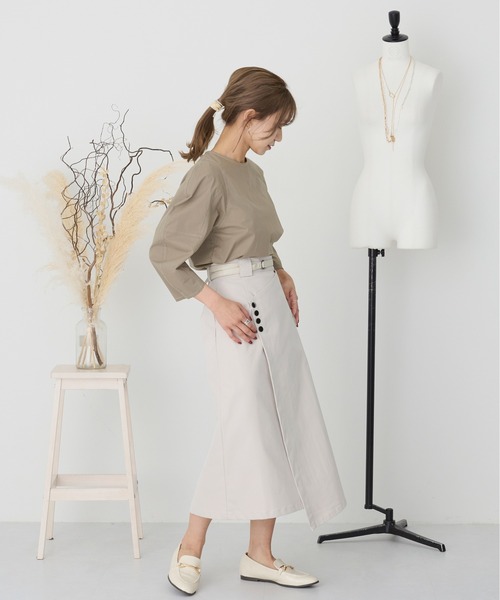 kicuri(キクリ)の「【低身長向けXSサイズ有】コットン100/コクーンスリーブステッチブラウス(シャツ/ブラウス・レディース・モカ/オフホワイト・SMALL/X-SMALL)」の20枚目の写真