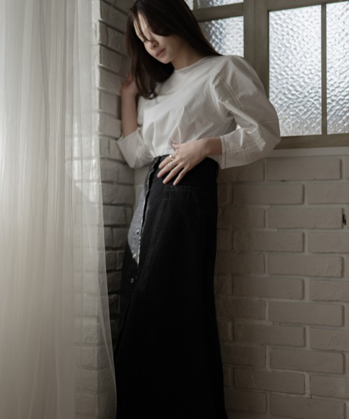 kicuri(キクリ)の「【低身長向けXSサイズ有】コットン100/コクーンスリーブステッチブラウス(シャツ/ブラウス・レディース・モカ/オフホワイト・SMALL/X-SMALL)」の14枚目の写真