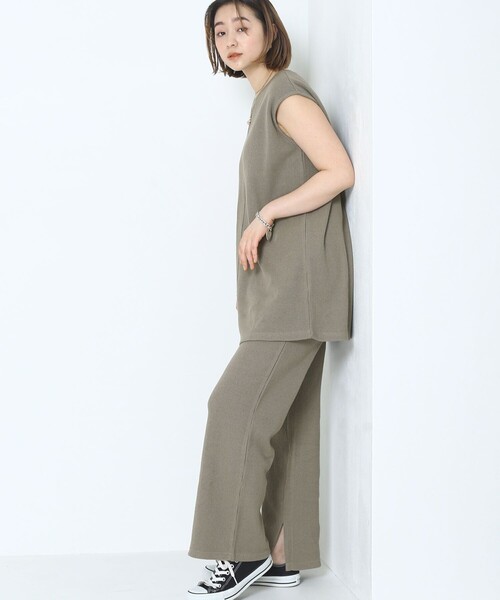 Sig FREAK'S STORE（シグフリークスストア）の「ワッフルパンツセットアップ（その他パンツ・レディース・ダークブラウン/グレー・ﾌﾘ-）」の2枚目の写真