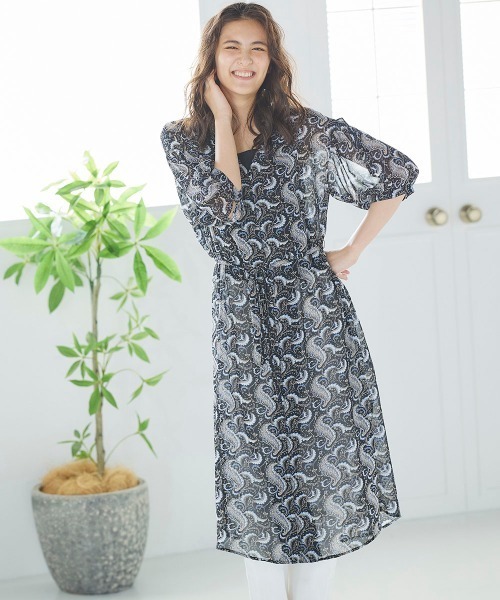 LIPSTAR（リップスター）の「シアーペイズリー柄ワンピース（ワンピース・レディース・ブラック系その他/アイボリー・M）」の2枚目の写真