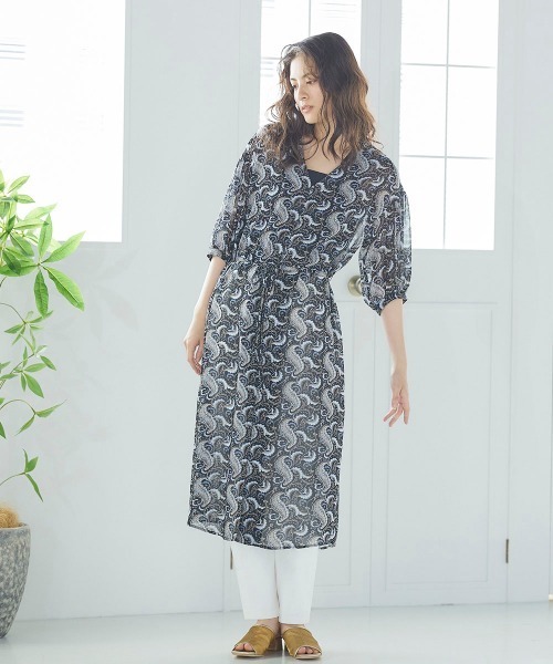 LIPSTAR（リップスター）の「シアーペイズリー柄ワンピース（ワンピース・レディース・ブラック系その他/アイボリー・M）」の14枚目の写真