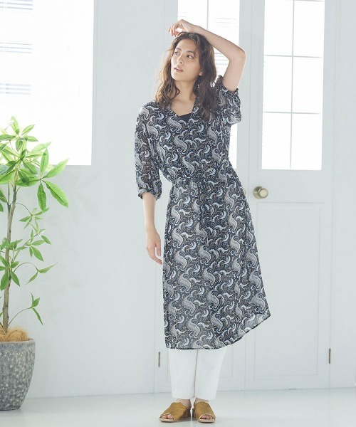 LIPSTAR（リップスター）の「シアーペイズリー柄ワンピース（ワンピース・レディース・ブラック系その他/アイボリー・M）」の10枚目の写真