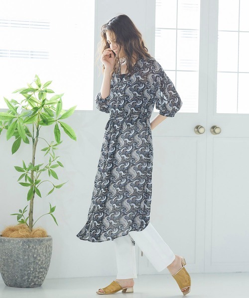 LIPSTAR（リップスター）の「シアーペイズリー柄ワンピース（ワンピース・レディース・ブラック系その他/アイボリー・M）」の7枚目の写真