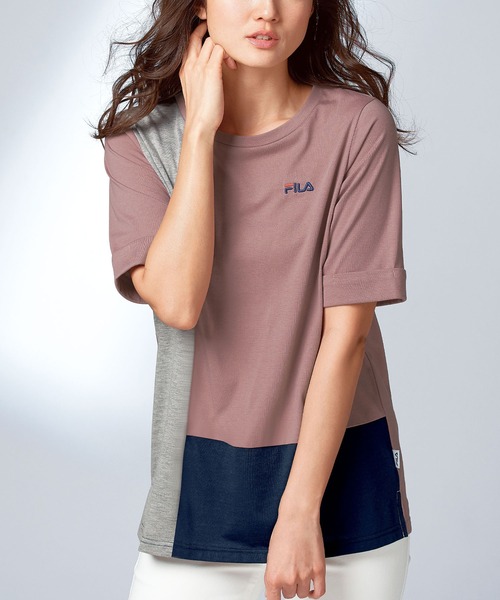 BELLUNA PLUS（ベルーナ）の「ＦＩＬＡ　切替デザインＴシャツ（Tシャツ/カットソー・レディース・ピンク/ブルー/チャコール・MEDIUM/LARGE/X-LARGE）」の3枚目の写真