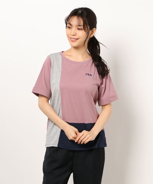 BELLUNA PLUS（ベルーナ）の「ＦＩＬＡ　切替デザインＴシャツ（Tシャツ/カットソー・レディース・ピンク/ブルー/チャコール・MEDIUM/LARGE/X-LARGE）」の7枚目の写真