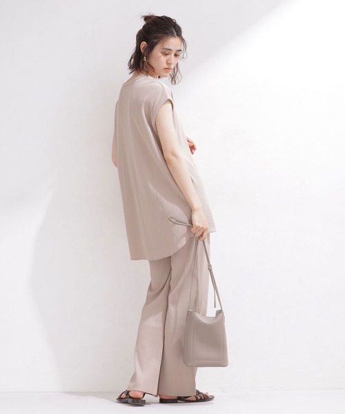 NANO universe（ナノユニバース）の「リブカットパンツセットアップ ノースリーブ（つなぎ/オールインワン・レディース・グリーン/オフホワイト/グレー系その他4・36/38）」の8枚目の写真