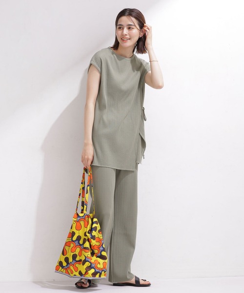 NANO universe（ナノユニバース）の「リブカットパンツセットアップ ノースリーブ（つなぎ/オールインワン・レディース・グリーン/オフホワイト/グレー系その他4・36/38）」の4枚目の写真