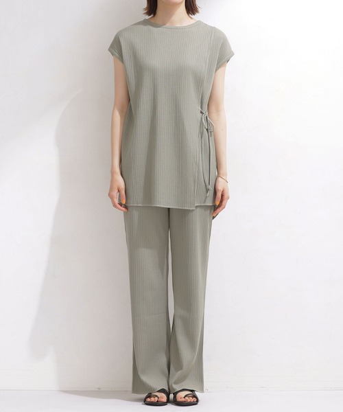 NANO universe（ナノユニバース）の「リブカットパンツセットアップ ノースリーブ（つなぎ/オールインワン・レディース・グリーン/オフホワイト/グレー系その他4・36/38）」の14枚目の写真