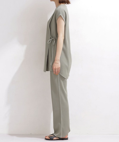NANO universe（ナノユニバース）の「リブカットパンツセットアップ ノースリーブ（つなぎ/オールインワン・レディース・グリーン/オフホワイト/グレー系その他4・36/38）」の7枚目の写真