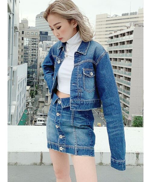 GYDA(ジェイダ)の「ショートタイトデニムGジャン(デニムジャケット・レディース・ブラック/ベージュ/ブルー・FREE)」の20枚目の写真