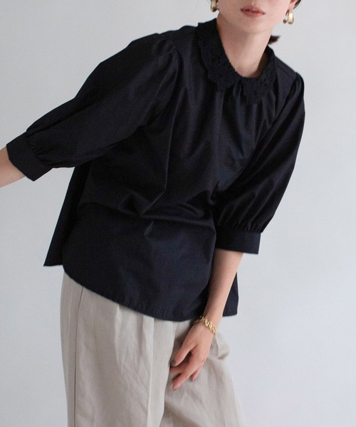 ottilie（オティーリエ）の「レース襟ブラウス（シャツ/ブラウス・レディース・オフホワイト/ブラック・FREE）」の2枚目の写真