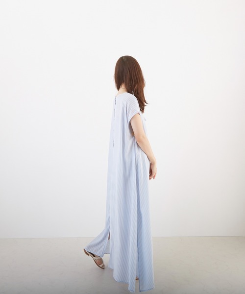 Wefst(ウェスト)の「【Wefst】先染めストライプ2wayワンピース(Tシャツ/カットソー・レディース・グリーン/ライトブルー/ピンク/オレンジ・FREE)」の20枚目の写真