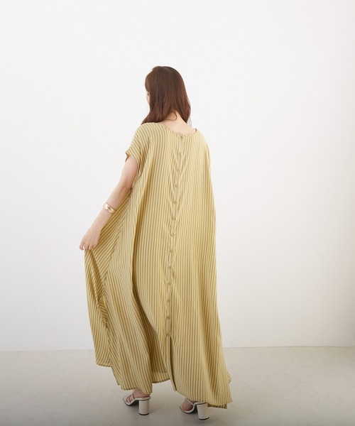 Wefst(ウェスト)の「【Wefst】先染めストライプ2wayワンピース(Tシャツ/カットソー・レディース・グリーン/ライトブルー/ピンク/オレンジ・FREE)」の11枚目の写真