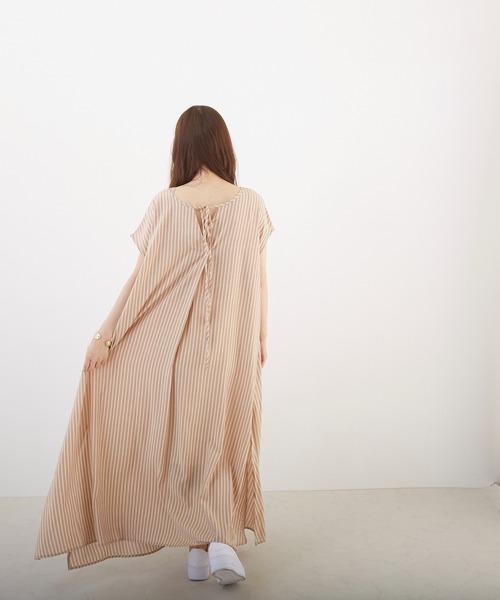 Wefst(ウェスト)の「【Wefst】先染めストライプ2wayワンピース(Tシャツ/カットソー・レディース・グリーン/ライトブルー/ピンク/オレンジ・FREE)」の15枚目の写真